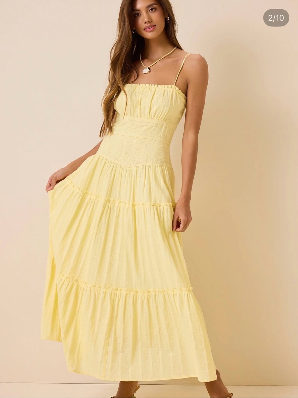 Altar'd State Pale Yellow Spaghetti-Strap Maxi Dress